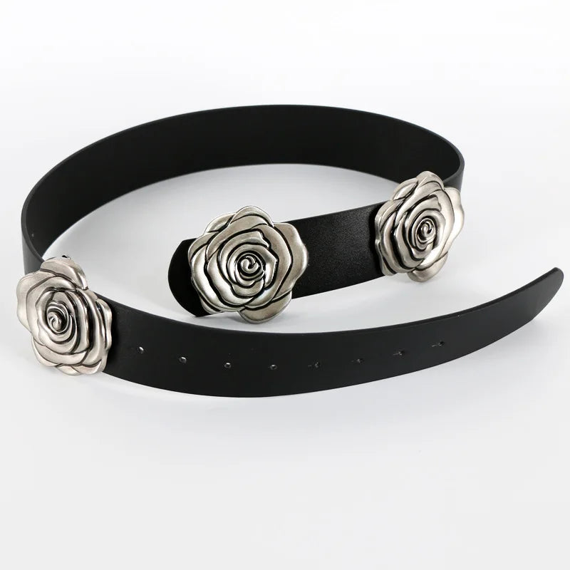 Statement Camellia Floral Wide Waist Belt for Women