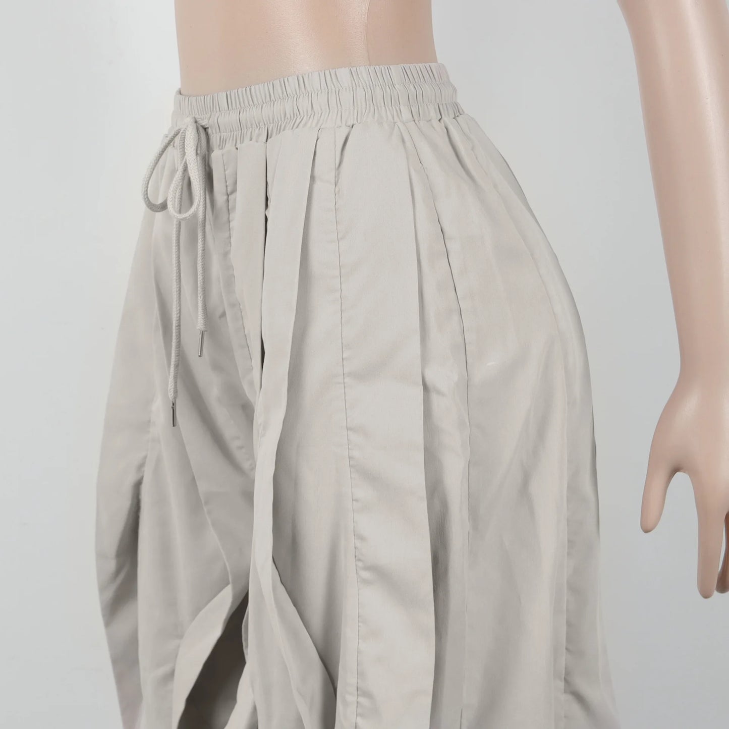 FAGADOER Casual Ruched Patchwork Lantern Sleeve Pants Women High Waist Drawstring Patchwork Pants Female Streetwear Trousers New