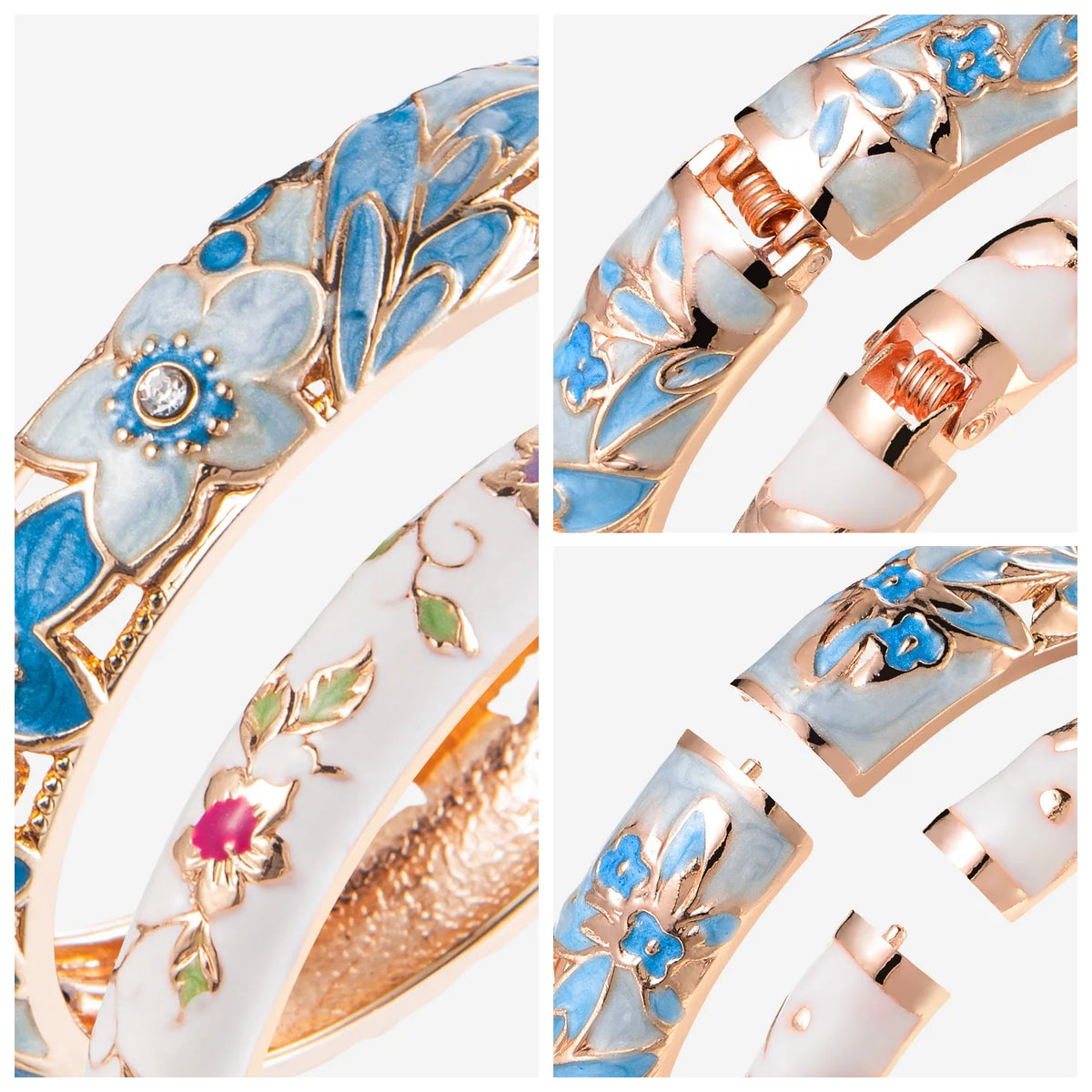 Elegant Double Enamel Cloisonne Bangle Set for Women