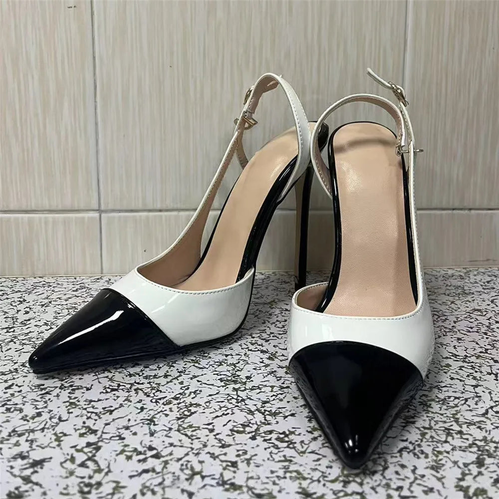 Elegant Pointed Toe Narrow Band Buckle Pumps for Women