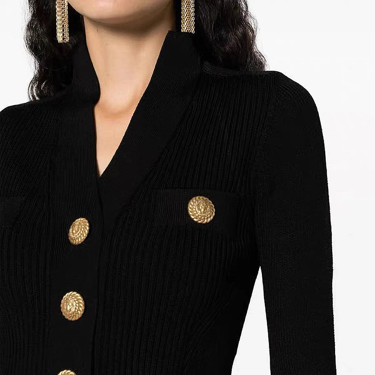 High-end Spring and Autumn New Fashion Women's Knitted Jacket Slim Elegant Commuter Knitted Top Cardigan Hidden Button Sweater