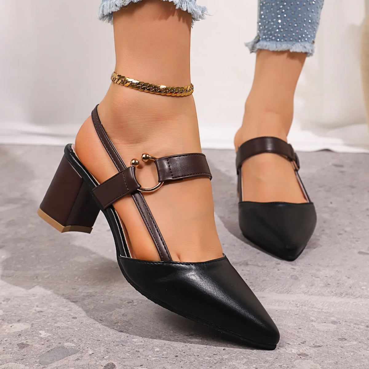 Elegant Pointed Toe Slingback High Heel Sandals for Women