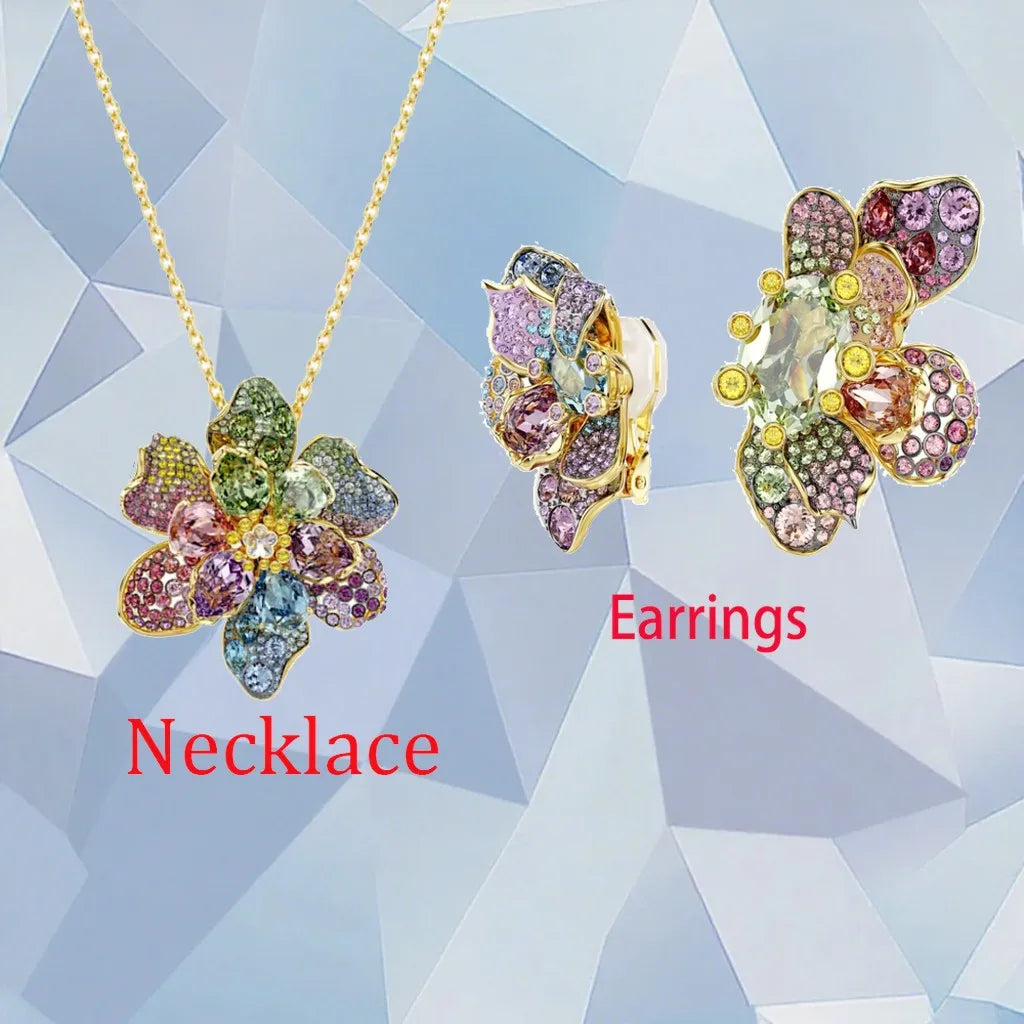 Gold Plated Zirconia Crystal Pendant Set for Women