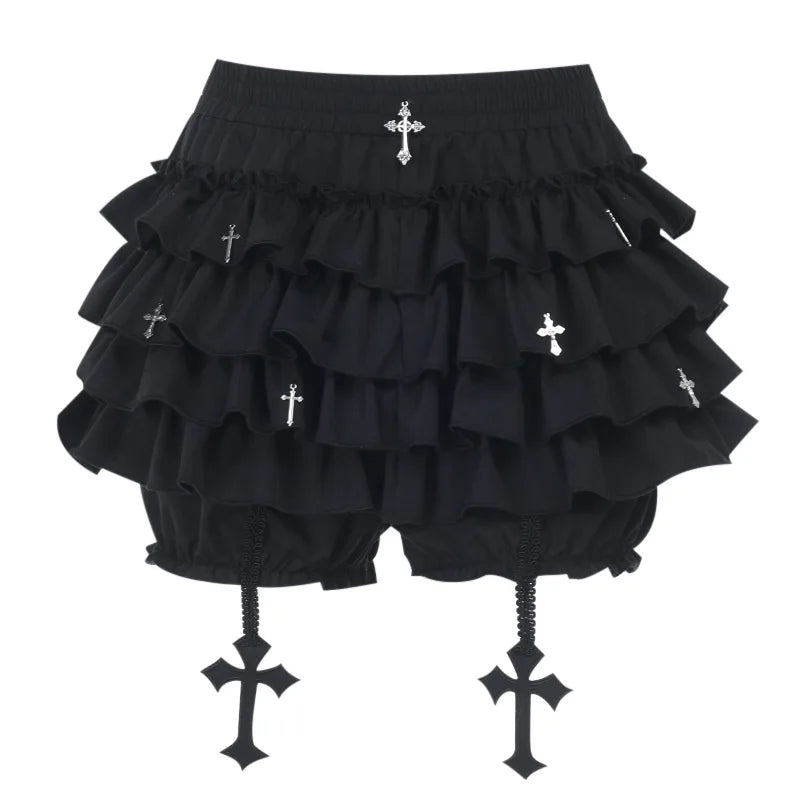 FAGADOER Punk Gothic Sexy Fur Leather Patchwork 2 Pieces Set for Woman Sleeveless Backless Tops and Bubble Puff Skirt Streetwear