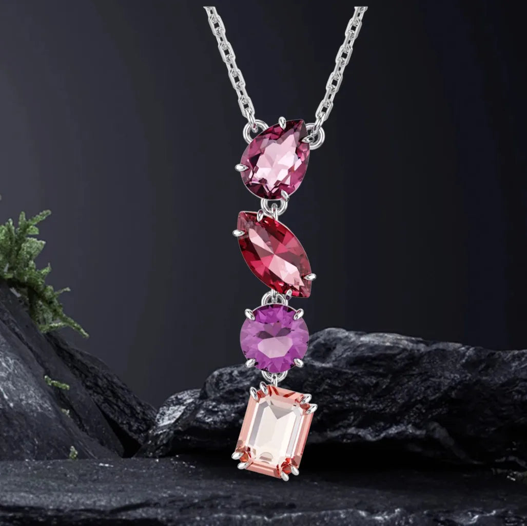 Elegant Silver Crystal Necklace and Earring Set for Women