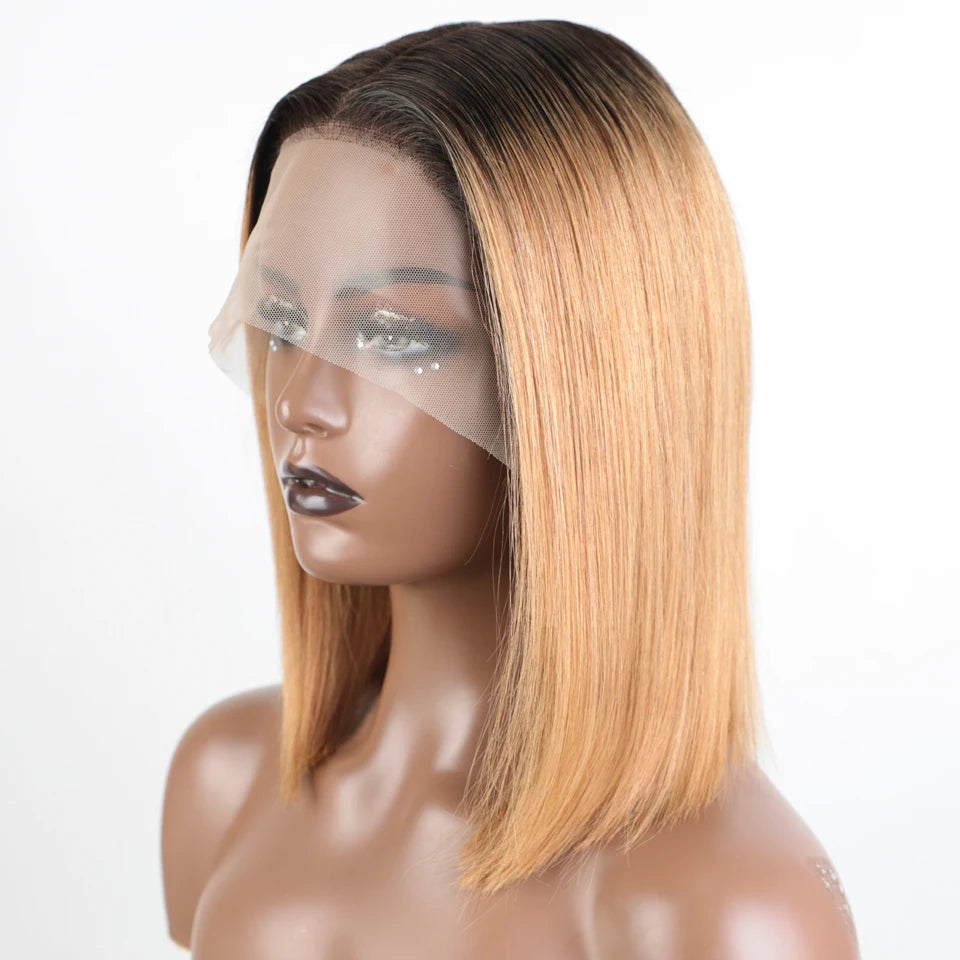 Short Blonde Straight Pixie Cut Lace Front Human Hair Wig for Women