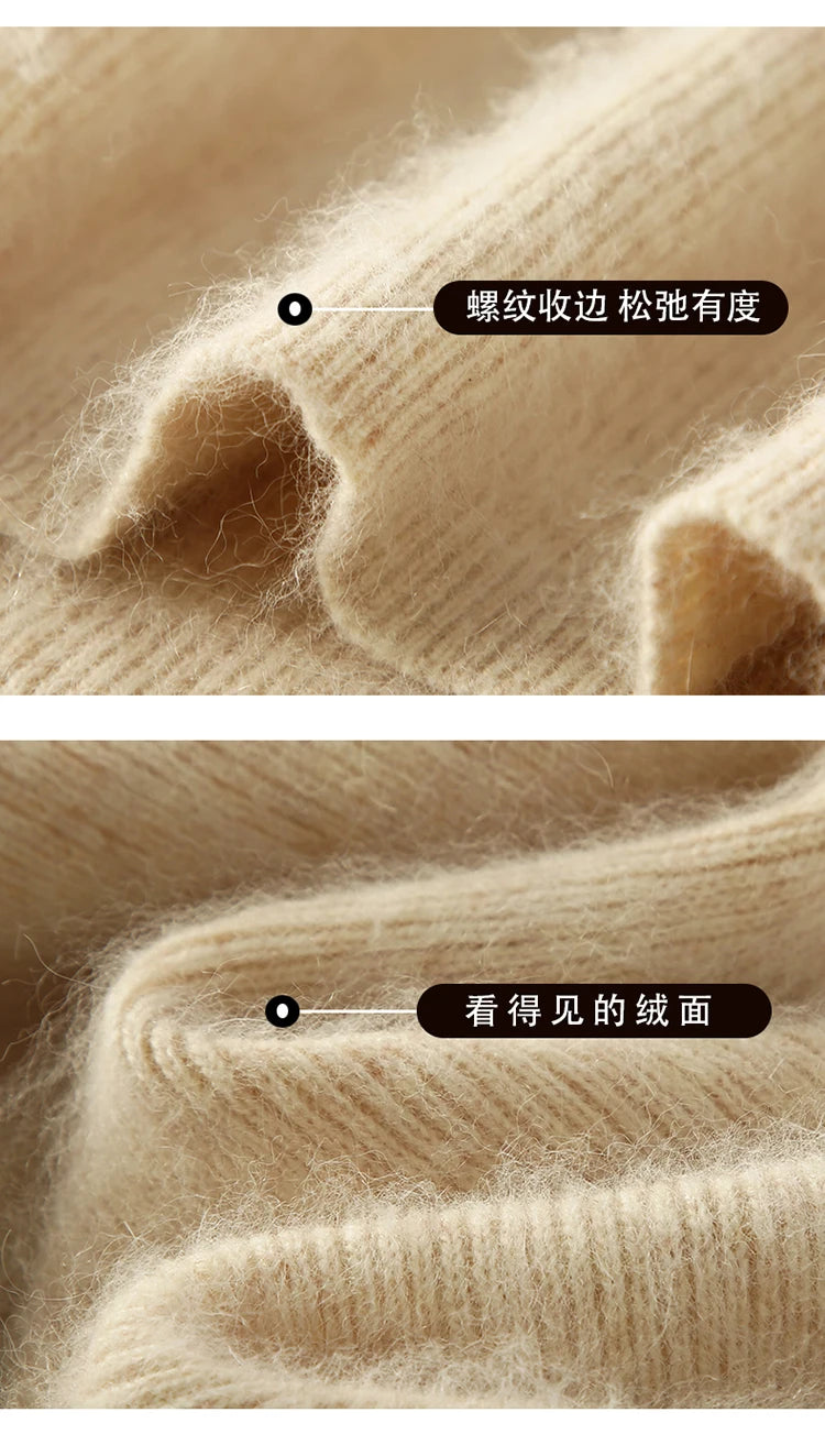 Cashmere Knit Dress with Stand Up Collar and Buckle for Women