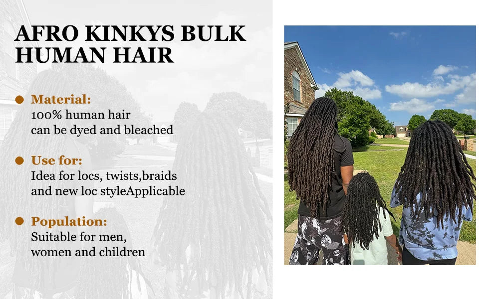 Afro Kinky Bulk Human Hair Loc Extensions for Women