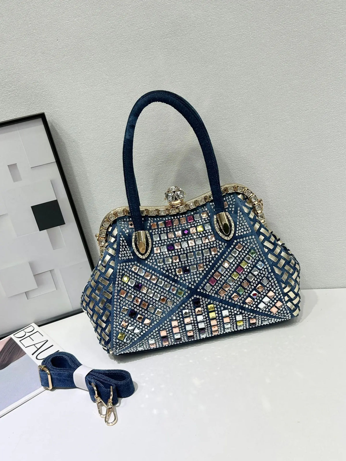New Women's Diamond Handbag Luxury Brand Diamond Sparkling Dinner Party Women's Handbag Diamond Retro Shoulder Crossbody Bag