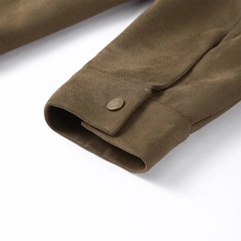 Elegant Metal Button Asymmetric Coat With Turn Down Collar for Women