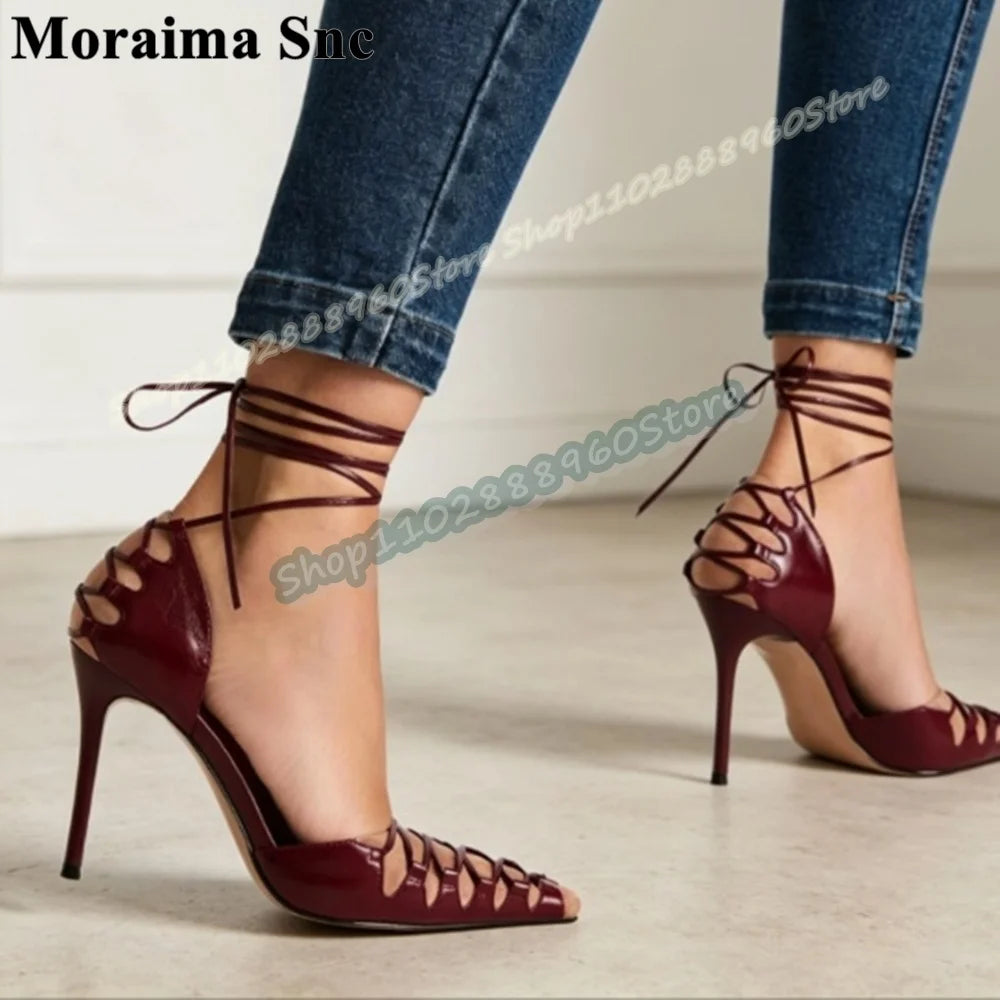 Fashionable Strappy Cross Tie Pointed Toe High Heel Sandals For Women