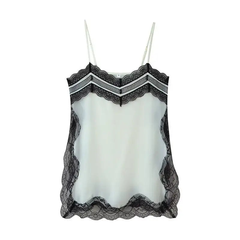 Brown Satin Lace Splicing Sling Dress Women Elegant Irregular Hem V Neck Backless Sleeveless Gown Chic Women Party Club Vestidos