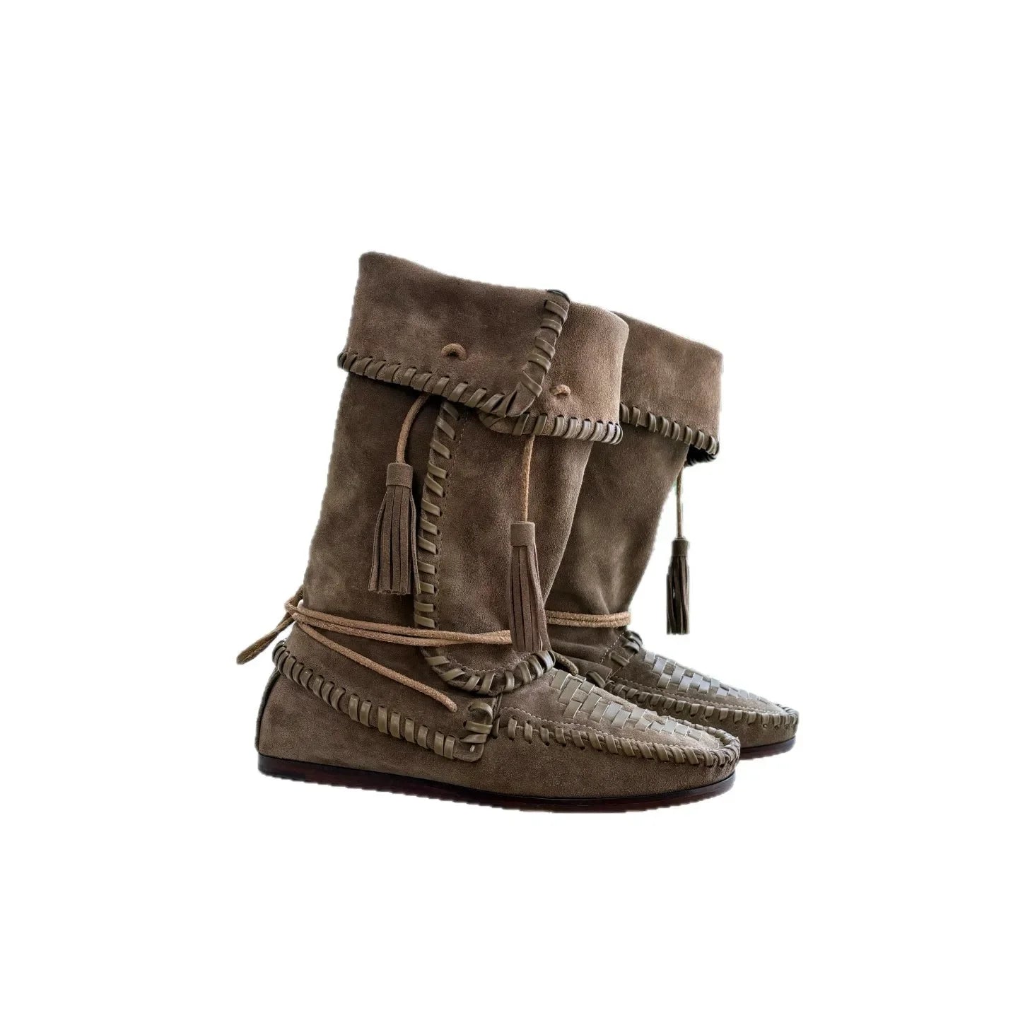 Soft Suede Round Toe Western Ankle Boots for Women