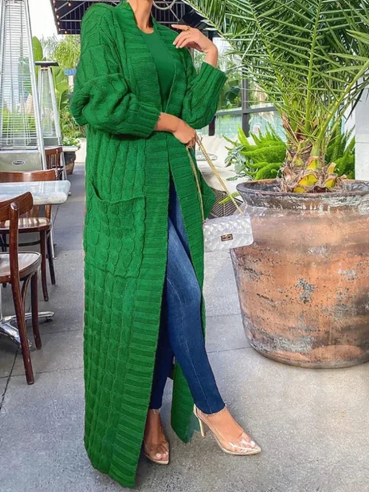 Long Sleeve Crochet Knit Cardigan Sweater for Women