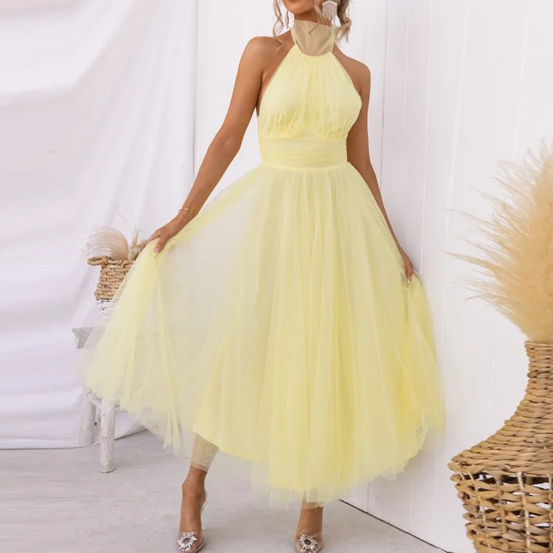Elegant Lantern Sleeve V Neck Maxi Dress for Women