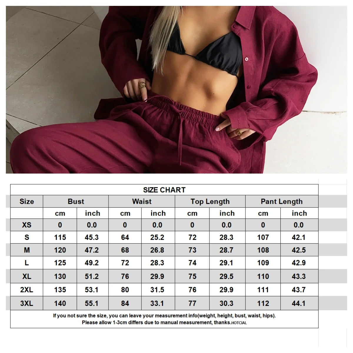 Casual Cotton Shirt and Elastic Waist Pants Set for Women