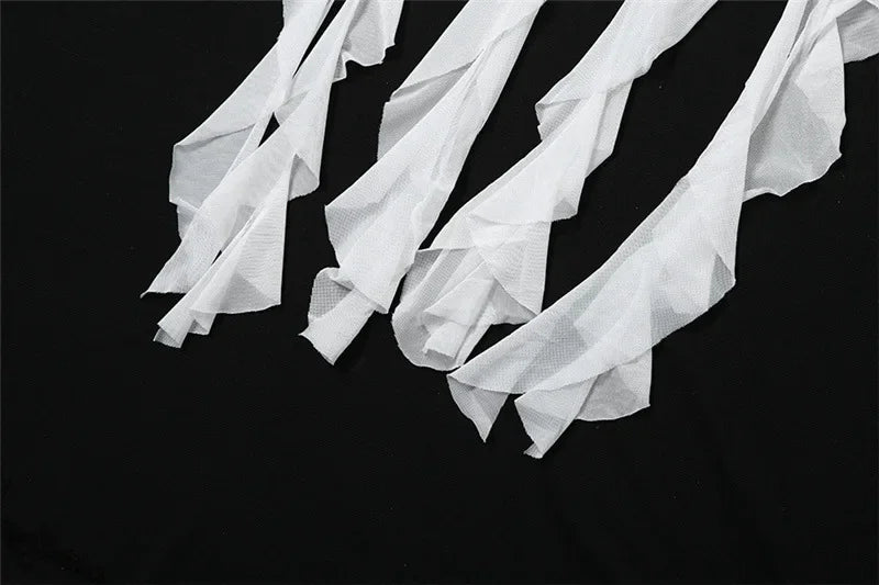 Y2K Sheer Mesh Spaghetti Strap Camisole Top White Ruffle Fringe Halter Tops Coquette Fairy Core Clothes 2024 Fashion