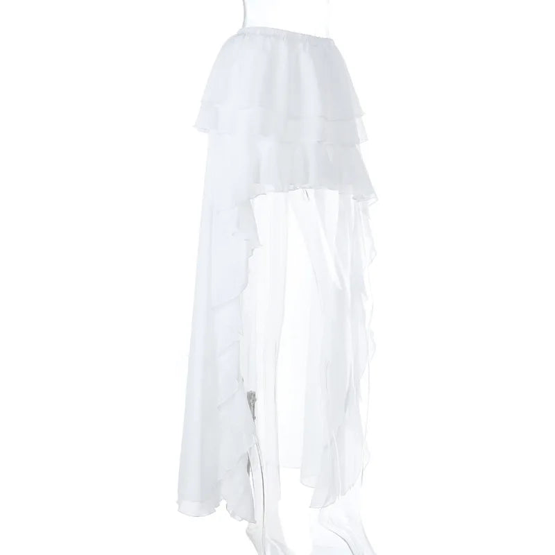 High Waist Pleated Asymmetrical Mini Skirt for Women
