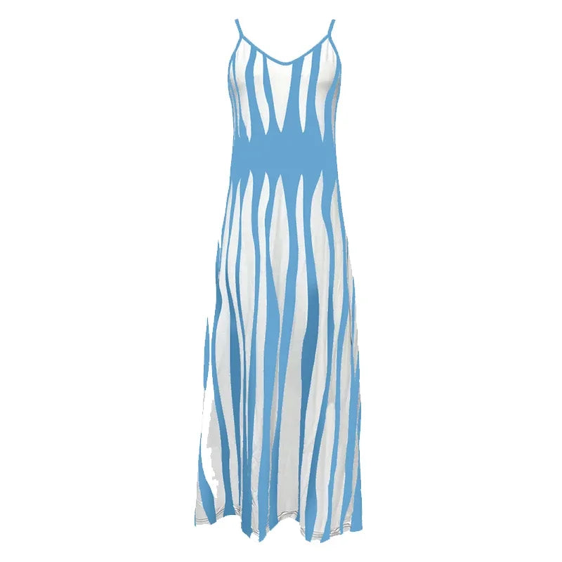Casual Striped Sleeveless Knit Maxi Dress For Women