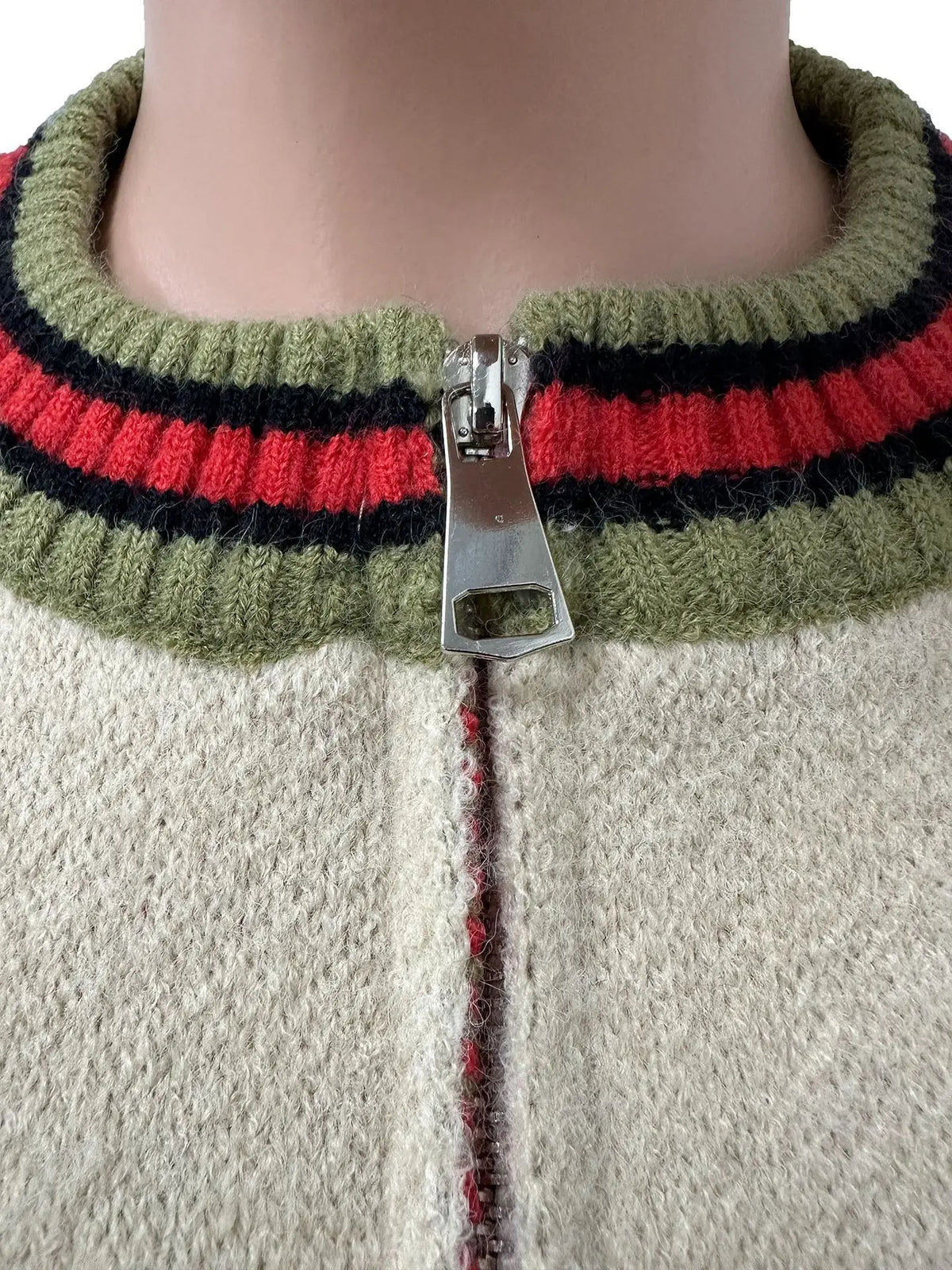 Warm Knitted Cropped Varsity Sweater Jacket for Women