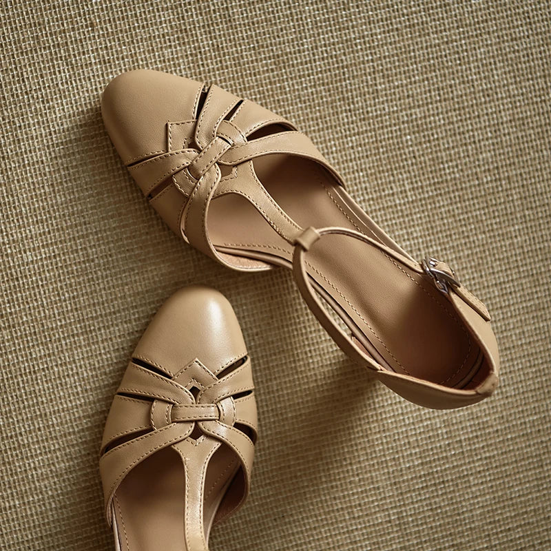 Elegant High Heel T Strap Sandals With Closed Toe for Women