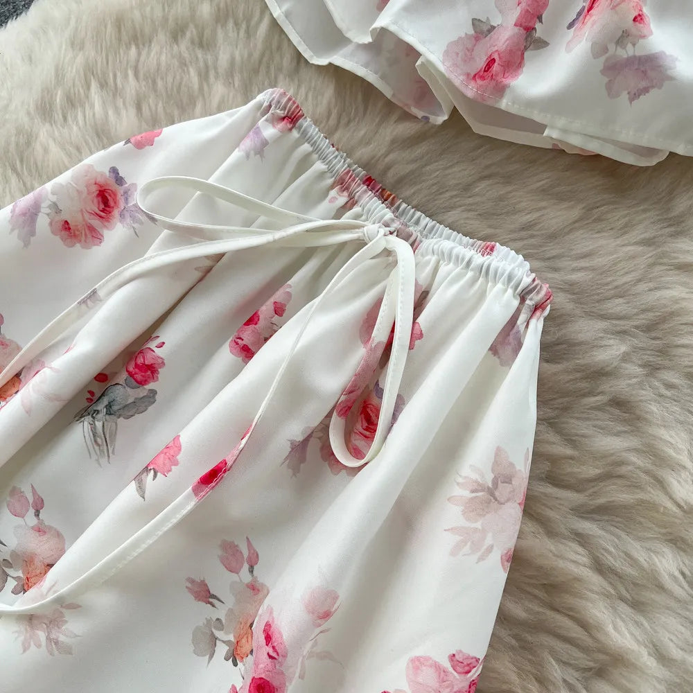 Floral Sling Top And A-Line Skirt Set