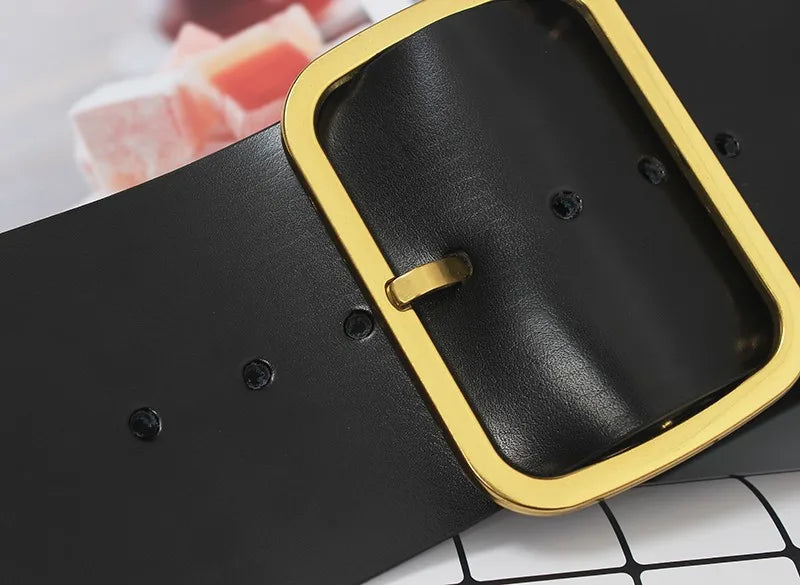 Wide Leather Corset Waist Belt Dress Accessory for Women