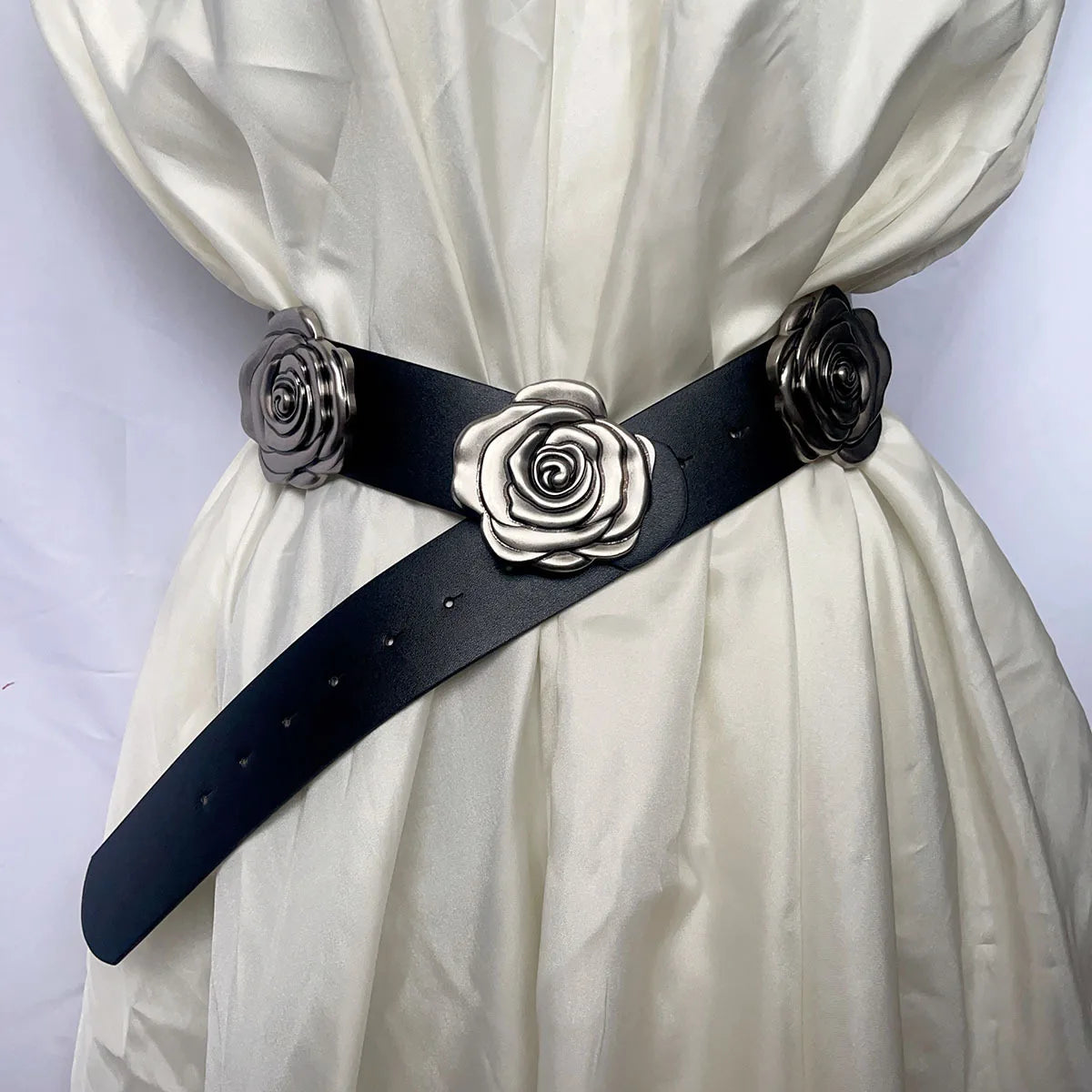 Statement Camellia Floral Wide Waist Belt for Women