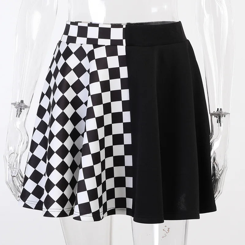 Houndstooth Mosaic Patchwork Skirt