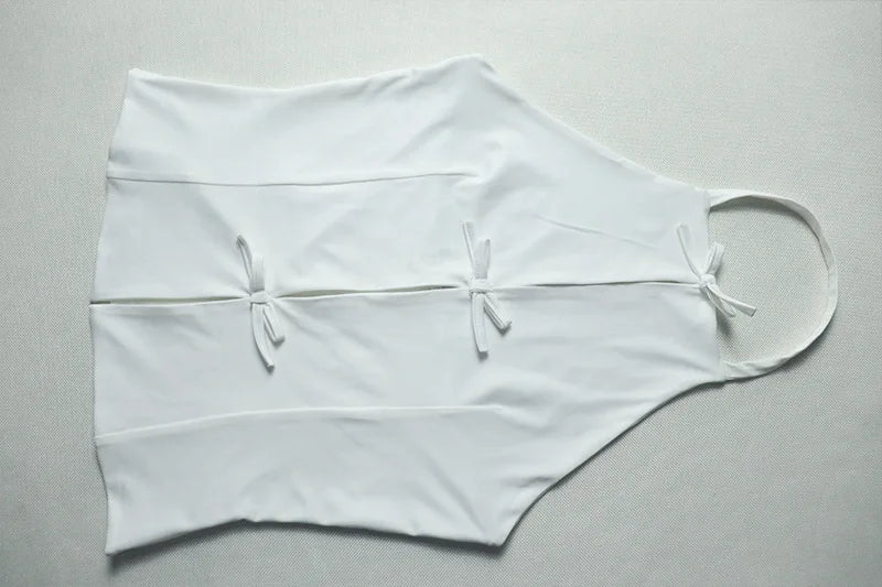 Halter Neck Bow Decoration Two Piece Set for Women