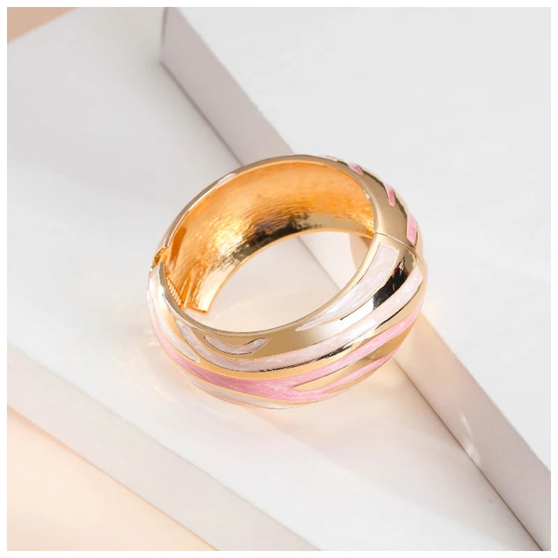 Colorful Enameled Statement Cuff Bangle Bracelet for Women