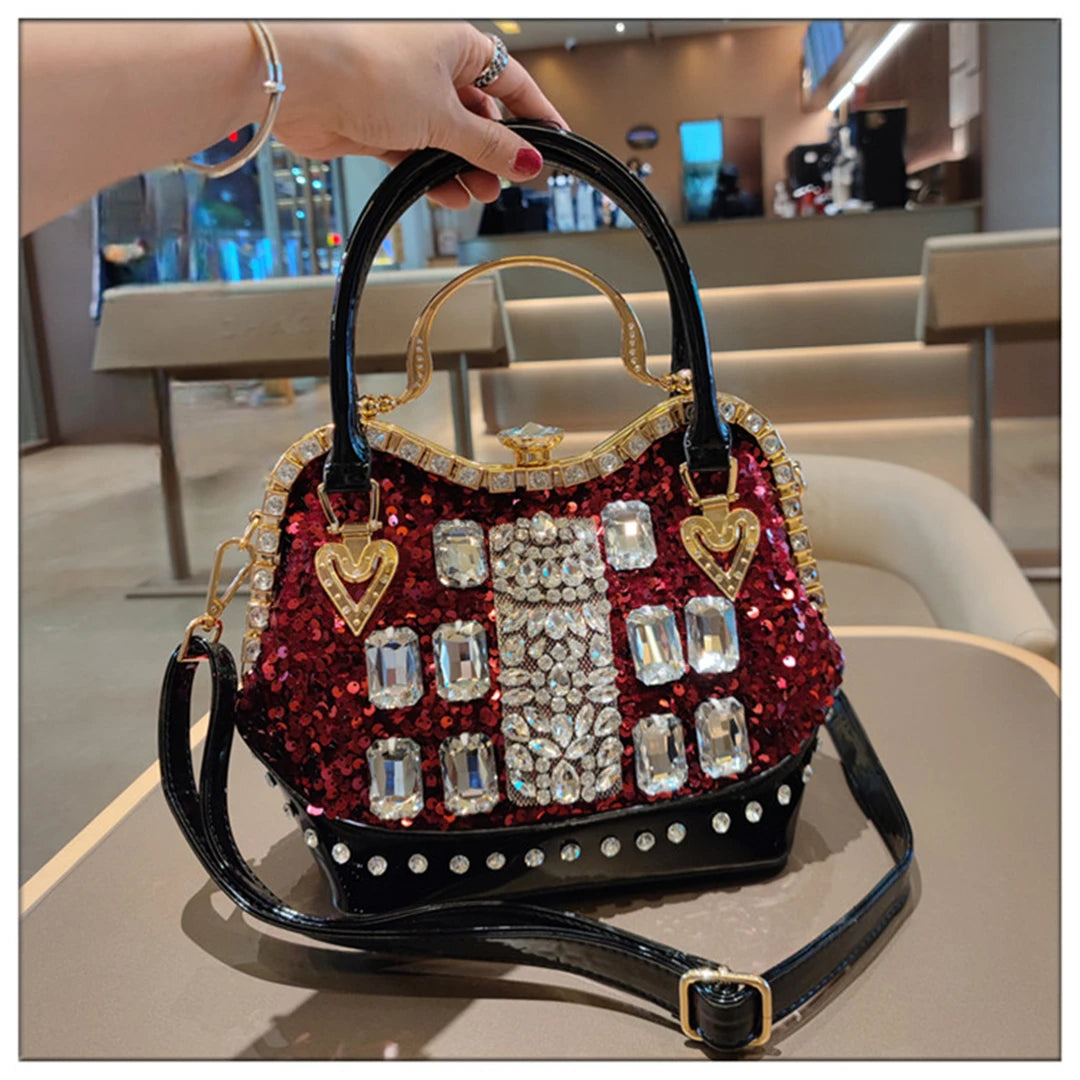 Crystal Sequin One Shoulder Crossbody Handbag for Women