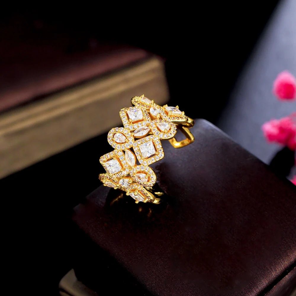 Adjustable Cubic Zirconia Cuff Ring
