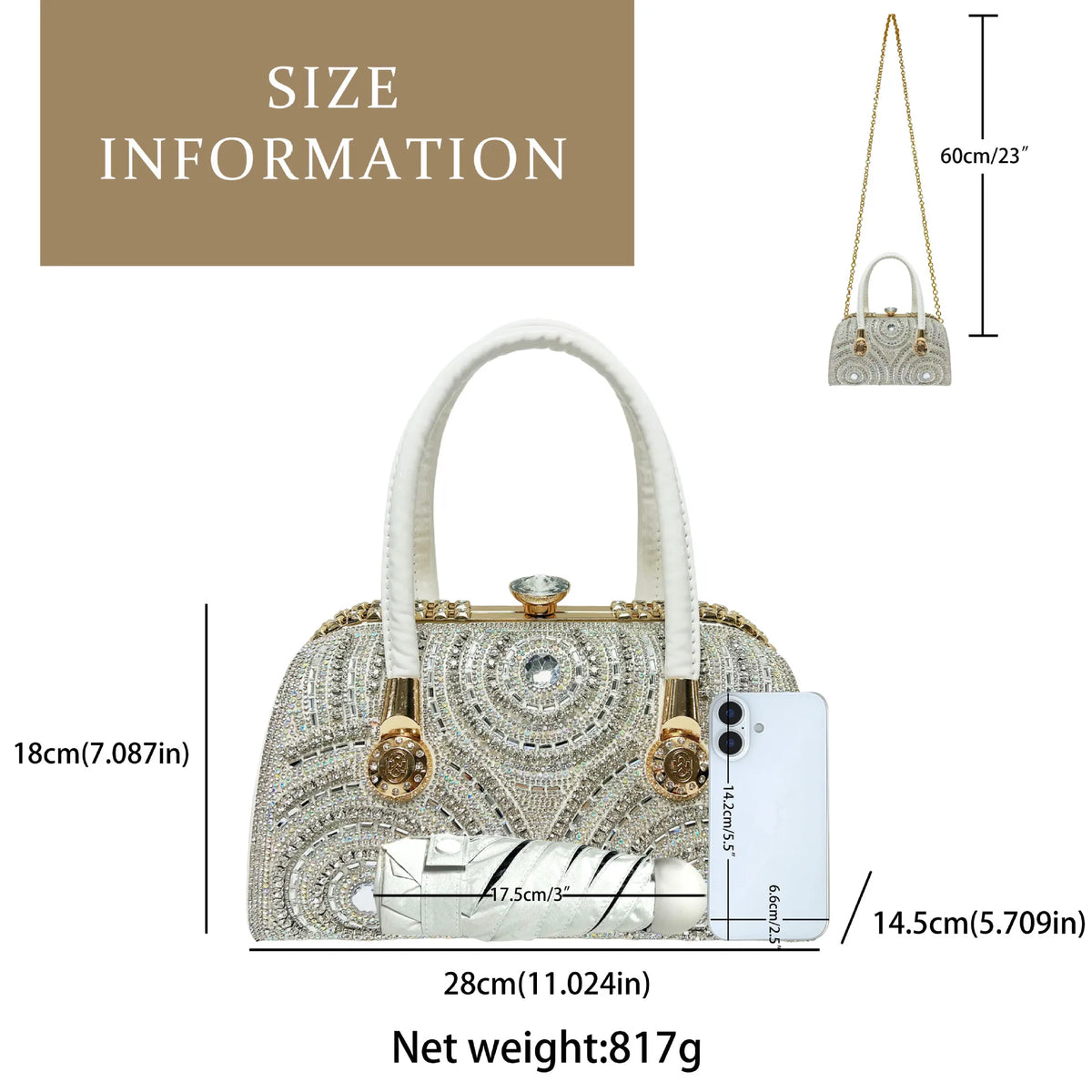 New Dinner Handbag Luxury Brand Diamond-encrusted Sparkling Dinner Party Handbag Fashion Trend Women's Shoulder Crossbody Bag