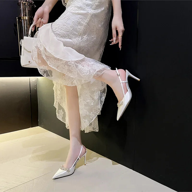 Crystal Buckle Pointed Pumps