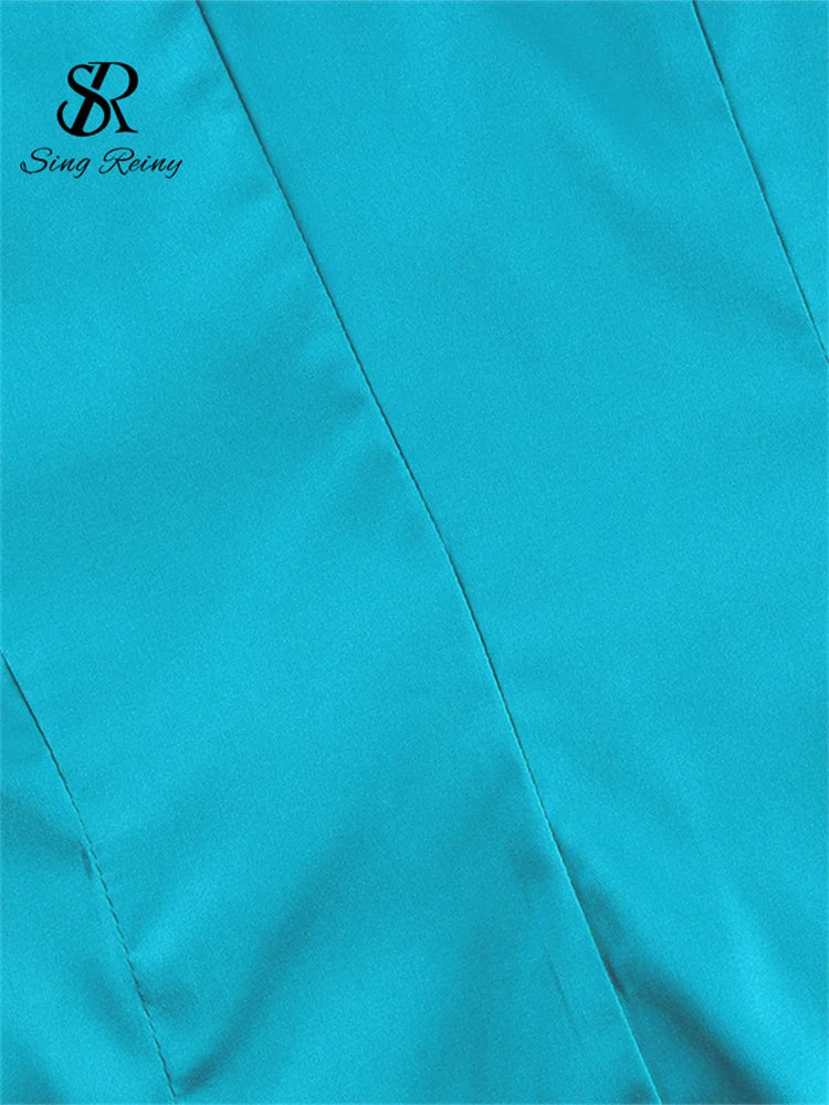 Slim Fit Satin Long Sleeve Button-Up Blouse for Women