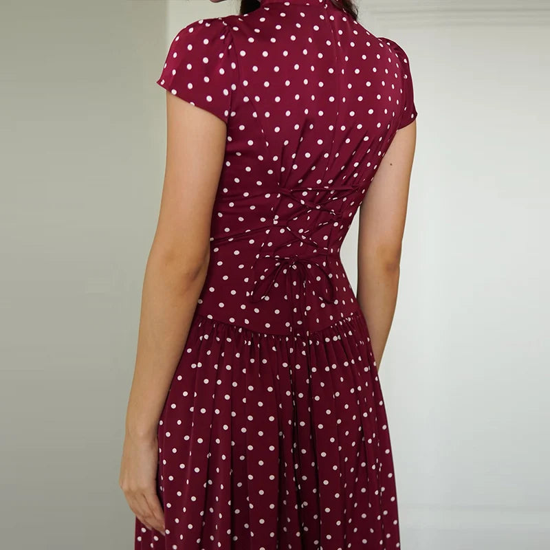 Elegant Hollow Out Lace Up Ankle Length Dress for Women
