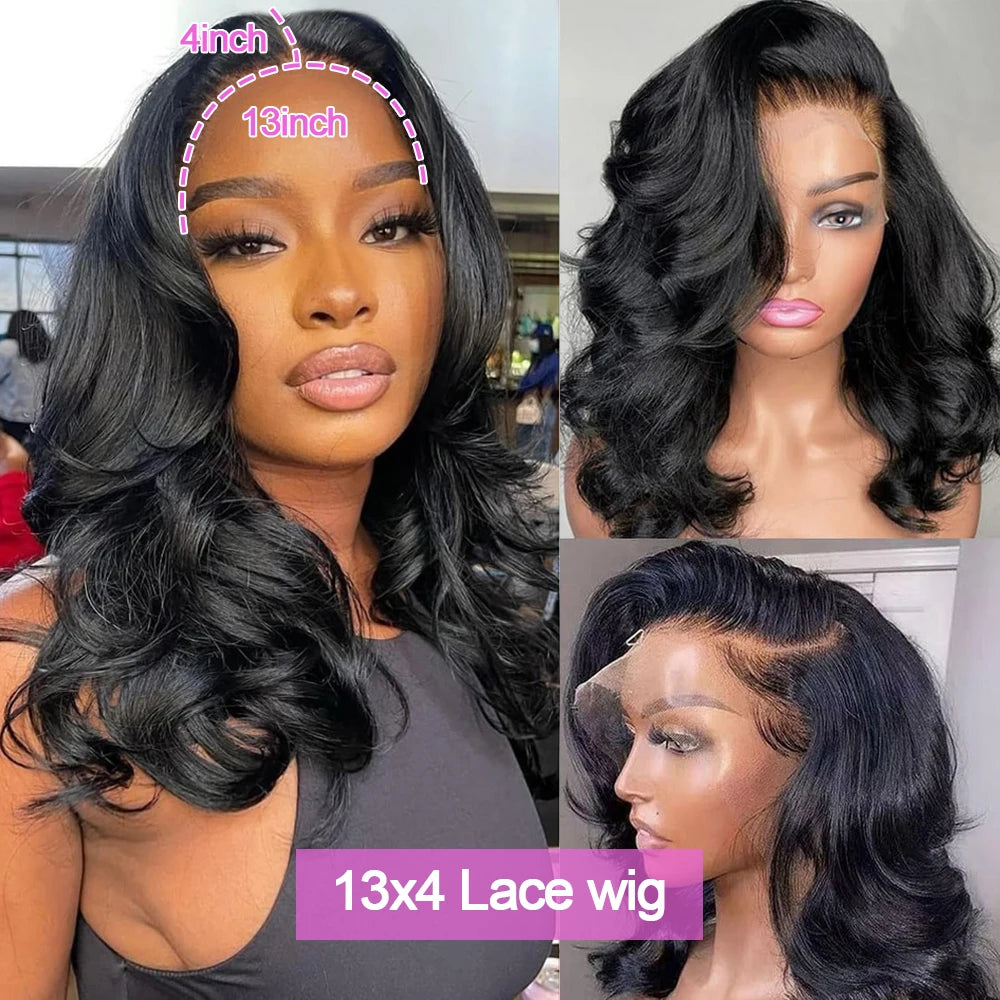 Glueless Body Wave Bob Wigs 13x6 Transparent HD Lace Frontal Wig 100% Human Hair Wig Natural Wave Short Bob Wigs For Black Women