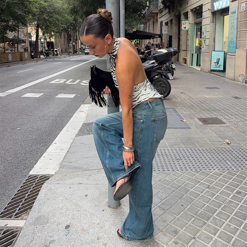 High Waist Leopard Print Zipper Midi Skirt for Women