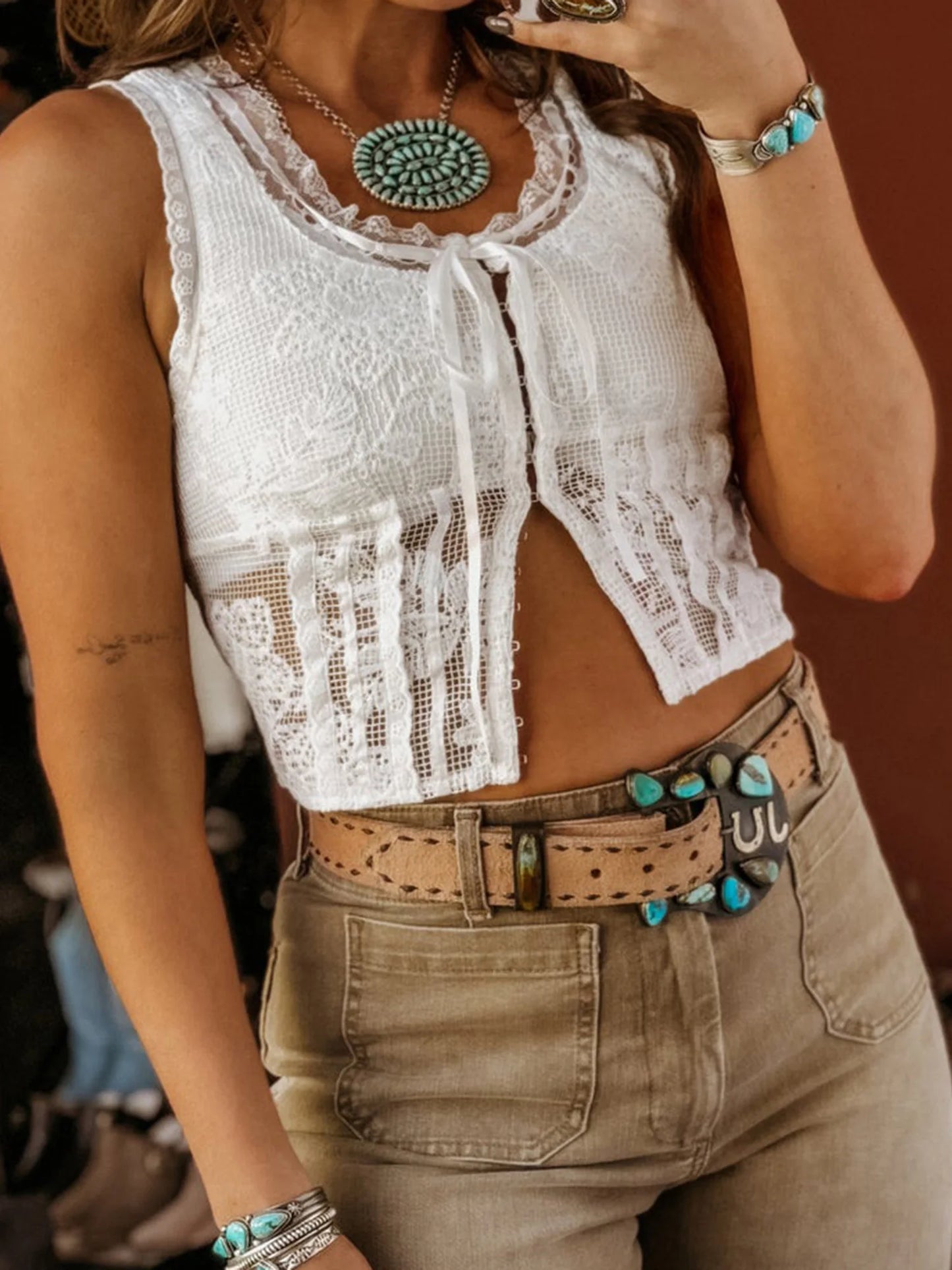 Women Crop Tank Tops Casual Summer Lace Patchwork U-Neck Hook and Eye Sleeveless Shirt Basic Vest for Streetwear