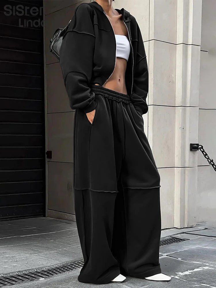 Cozy Woolen Hooded Pantsuit