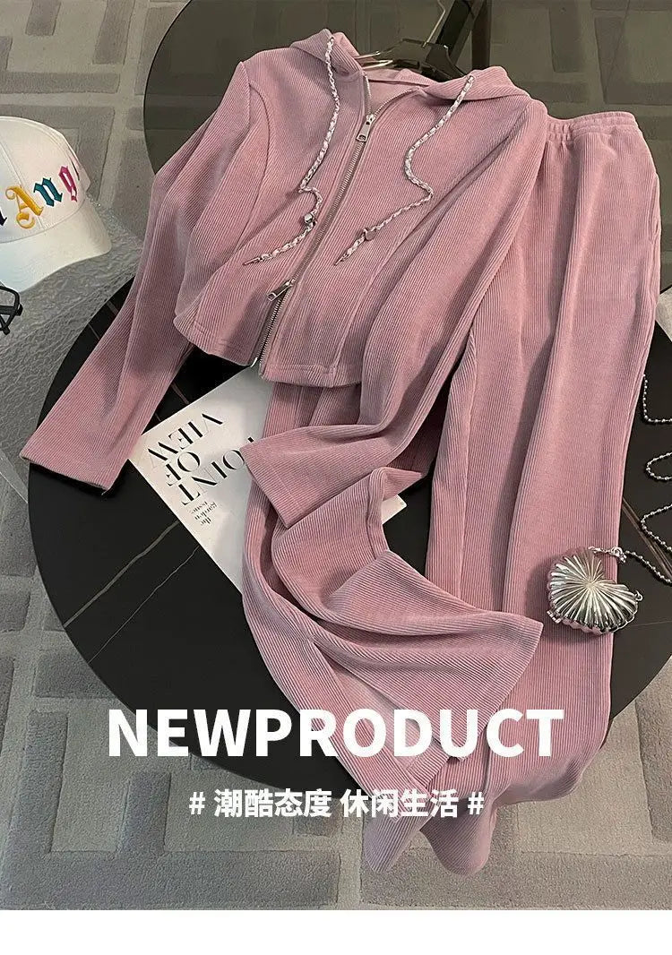 Hooded Zip Tracksuit Set