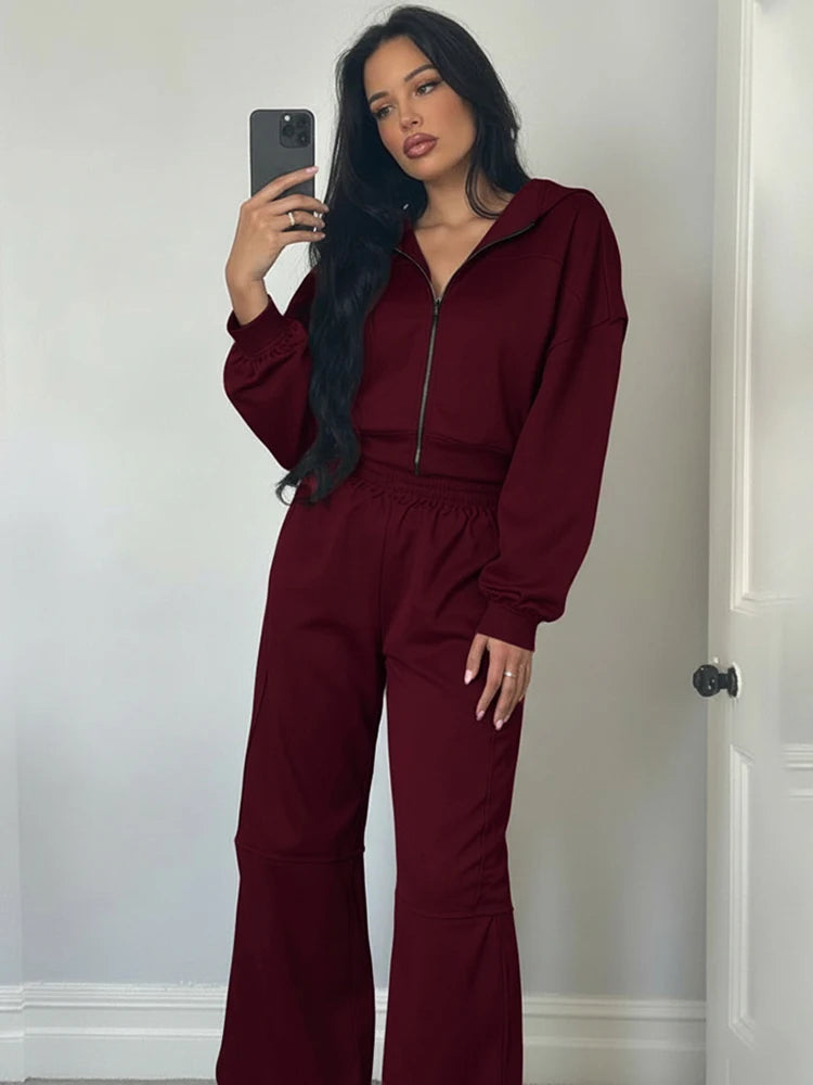 Cozy Woolen Hooded Pantsuit