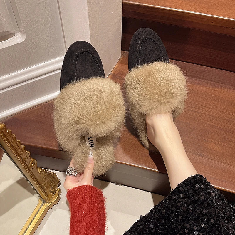 Plush Faux Fur Slippers