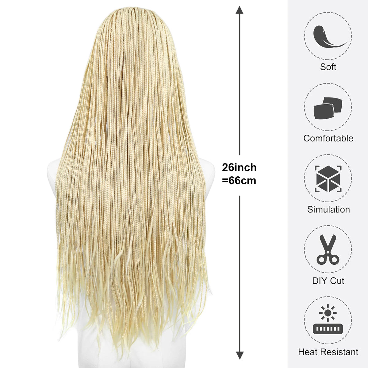 613 Blonde Box Braided Wigs Braids For Black Women 26Inch Long African Cornrow Crochet Braids Synthetic Hair 13x3 Lace Front Wig