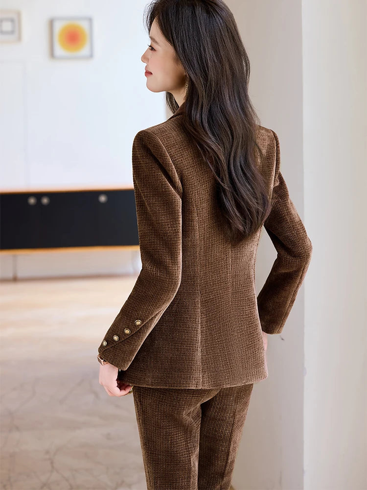 Notched Collar Blazer Pant Suit