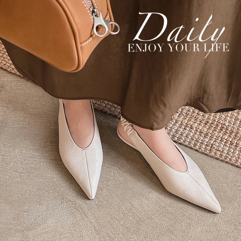 Elegant Handmade Real Leather Slingback Sandals for Women
