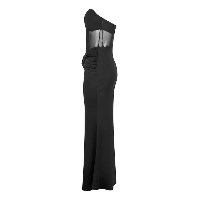 Summer New Women Maxi Dresses Black Sexy Sleeveless See Through Dress Fashion Club Party Casual Slim Elegant Lady Dress Clothing