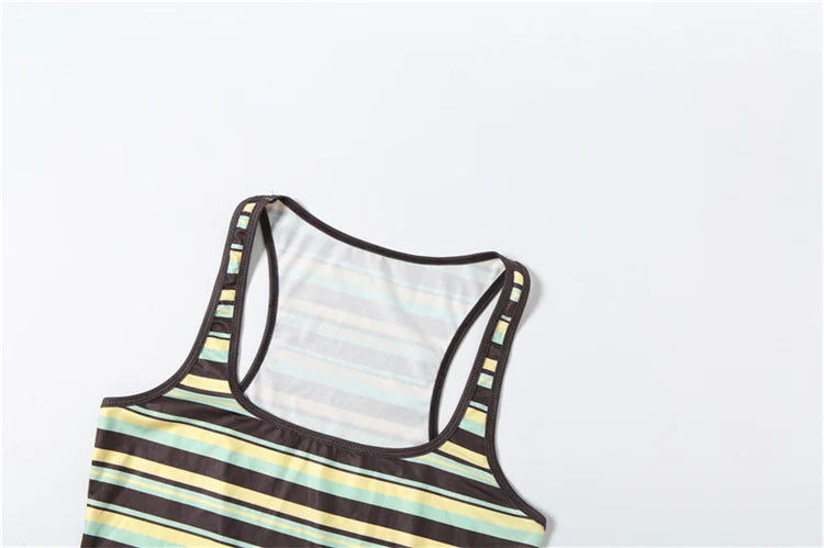 Striped Patchwork Stretch Backless Tank Top for Women