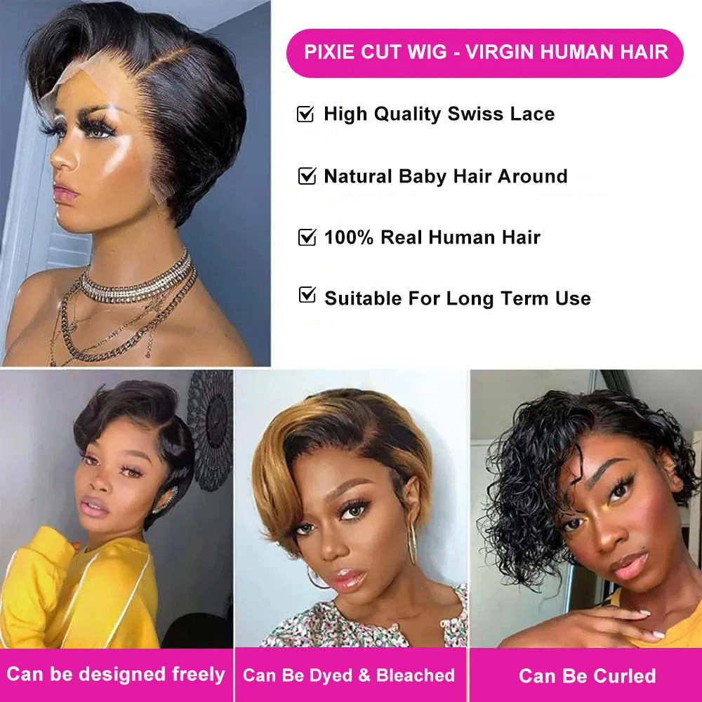 Short Pixie Human Hair Wig